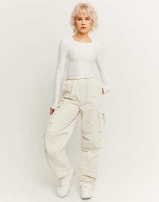 Pantalon cargo parachute beige | TALLY WEiJL
