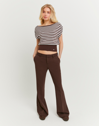 Brown Low Waist Flare Trousers | TALLY WEiJL