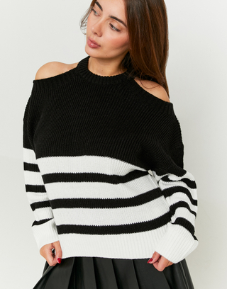 Striped Jumper with Shoulder Cut Outs | TALLY WEiJL