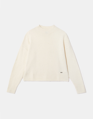 White Mock Neck Long Sleeve Knit Jumper | TALLY WEiJL