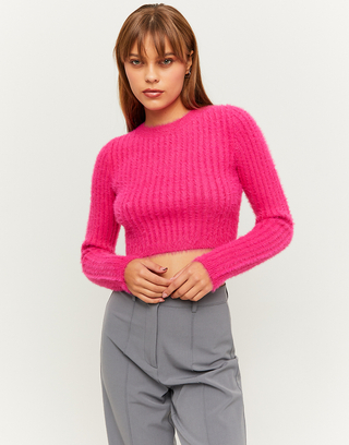 Rosa Soft-Touch-Pullover mit Kragen | TALLY WEiJL