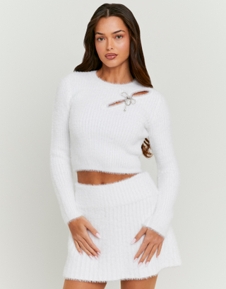Maglione Bianco Traforato con Strass | TALLY WEiJL