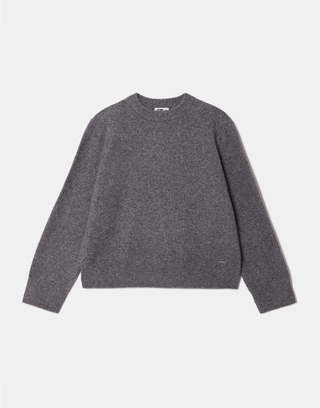 Pull gris oversize en maille à col rond | TALLY WEiJL