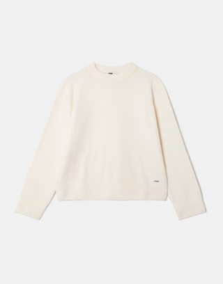 Pull blanc oversize en maille à col rond | TALLY WEiJL