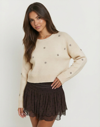 Weisser Pullover mit Strass | TALLY WEiJL