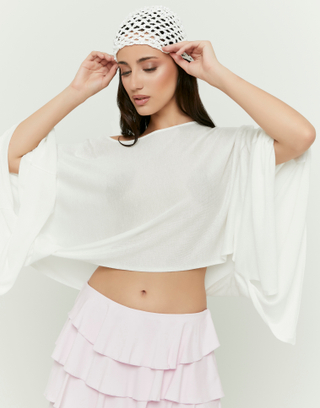 White Asymmetric Knit Cape | TALLY WEiJL
