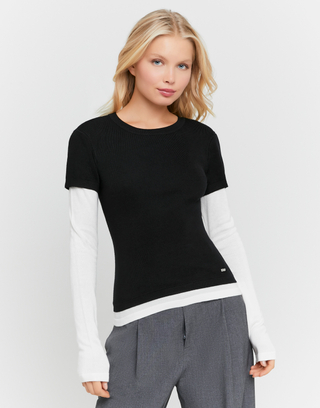 Black Layered Knit Jumper | TALLY WEiJL