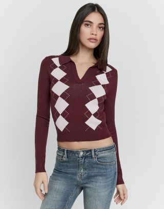 Brauner Jersey Pullover mit Stickerei | TALLY WEiJL