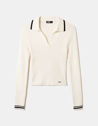 White Fitted Jersey Jumper | TALLY WEiJL