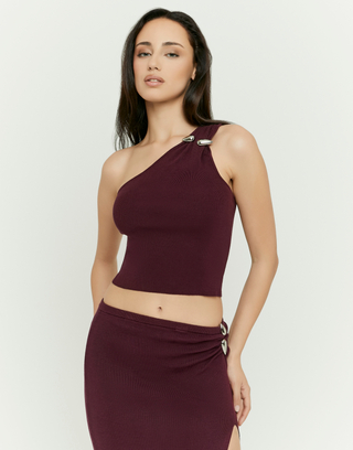 Bordeauxfarbenes One-Shoulder Top | TALLY WEiJL
