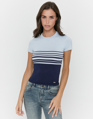 T-Shirt Corta Blu a Righe | TALLY WEiJL