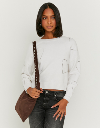 Maglione Rosa a maglia con Strass | TALLY WEiJL