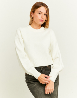 White Cropped Basic Jumper | TALLY WEiJL