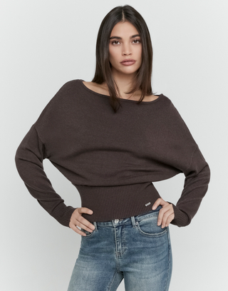 Brown Basic Knit Jumper | TALLY WEiJL
