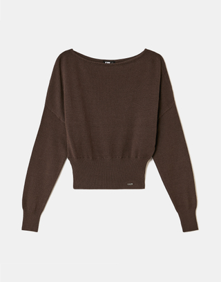 Pull Basique en Maille Marron | TALLY WEiJL