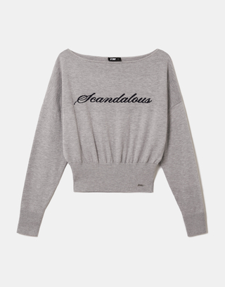 Pullover Grigio in Maglia Ricamato | TALLY WEiJL