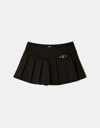 Schwarzer Plissierter Mini Skort | TALLY WEiJL