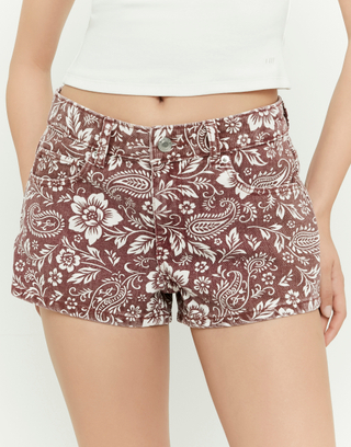 Mini Shorts Borgogna con Stampa Floreale | TALLY WEiJL