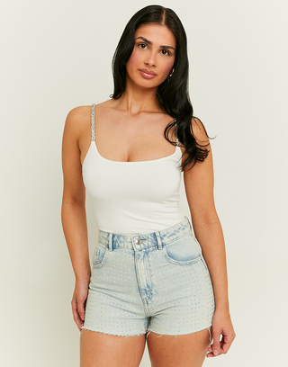 Short Mom Taille Haute avec Strass | TALLY WEiJL