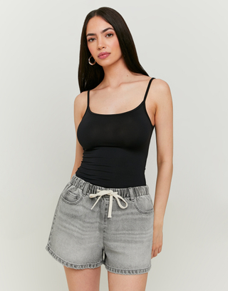Grey Pull On Denim Shorts | TALLY WEiJL