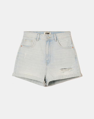 High Waist Denim Mom Shorts | TALLY WEiJL
