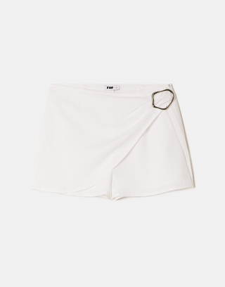 White Mini Shorts with Metal Detail | TALLY WEiJL