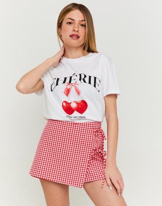 Mini-Skort mit Vichy-Print und Schleifen | TALLY WEiJL