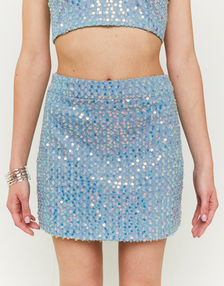 Denim Sequined Mini Skirt | TALLY WEiJL