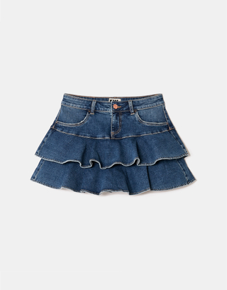 Skort in Denim Blu con Balze | TALLY WEiJL