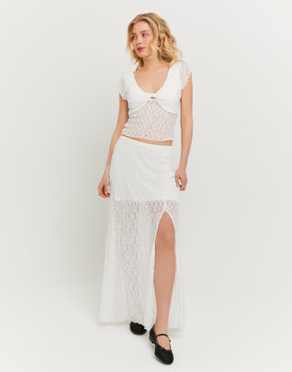 Jupe Longue en Dentelle Blanche | TALLY WEiJL