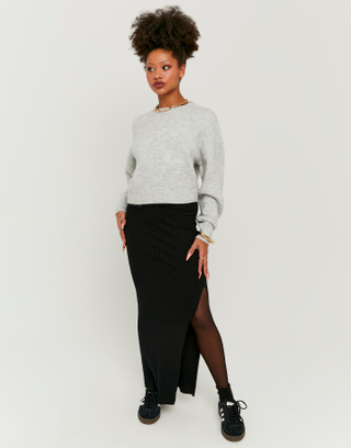 Langer schwarzer Strickrock | TALLY WEiJL