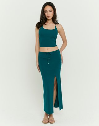 Green Maxi Skirt with Slit | TALLY WEiJL