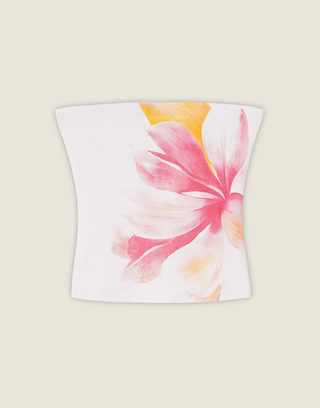 Top Bandeau Fleuri Blanc | TALLY WEiJL