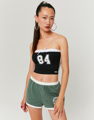 Schwarzes Bandeau Top mit Print | TALLY WEiJL