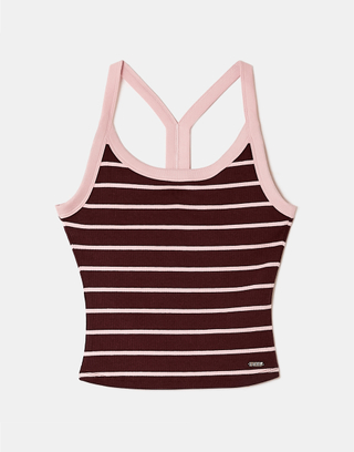 Burgundy Striped Crop Top | TALLY WEiJL