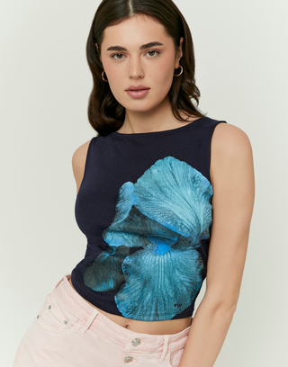 Blaues Top mit Blumenprint | TALLY WEiJL