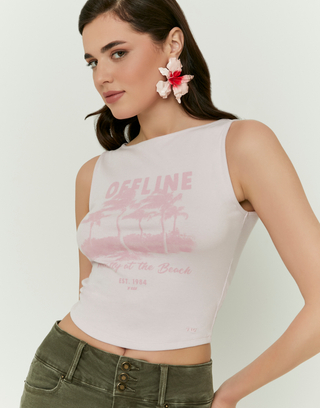 Top Rosa Stampato in Cotone | TALLY WEiJL