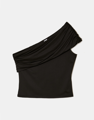 Crop Top Nero Monospalla | TALLY WEiJL