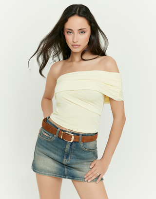Yellow One-Shoulder Crop Top | TALLY WEiJL