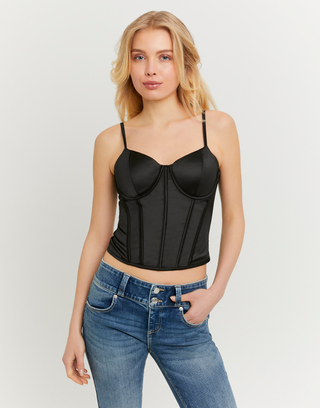 Schwarzes Satin Bustier | TALLY WEiJL