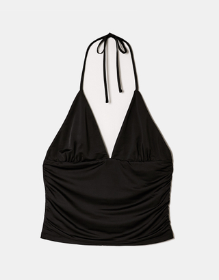 Crop Top Halter Nero | TALLY WEiJL