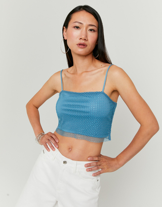 Top in Rete Blu con Strass | TALLY WEiJL