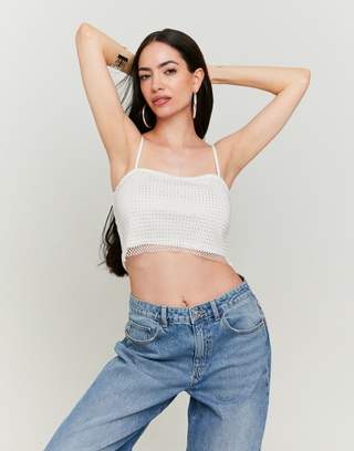 Top in rete bianco con strass | TALLY WEiJL