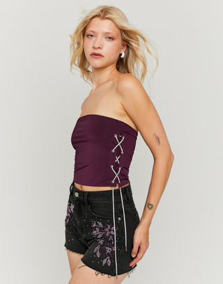 Lila Bandeau Top mit Strass Kord | TALLY WEiJL