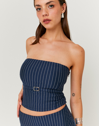 Blaues Bandeau mit Nadelstreifen und Schnalle | TALLY WEiJL