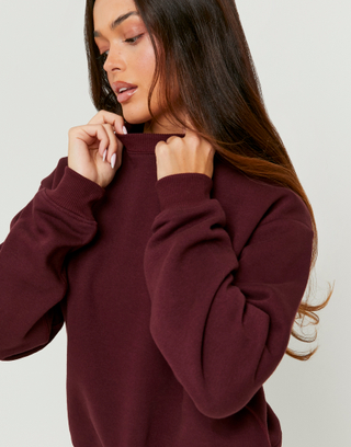 Burgunderfarbenes Basic Sweatshirt | TALLY WEiJL