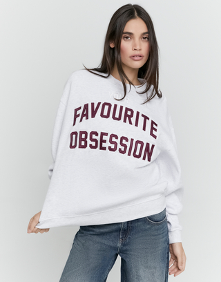 Graues Sweatshirt mit Stickerei | TALLY WEiJL