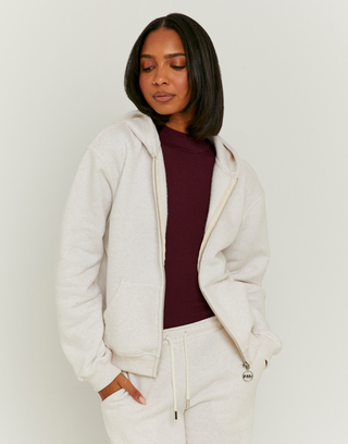 Beige Zip Up Hoodie | TALLY WEiJL