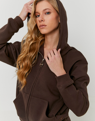 Brown Zip Up Hoodie | TALLY WEiJL