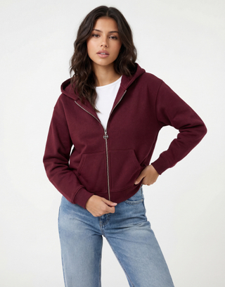 Burgunder Zip Up Hoodie | TALLY WEiJL